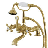 Kingston Brass Aqua Vintage AE209T7 Vintage 7-Inch Tub Faucet with Hand Shower, Brushed Brass