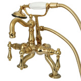 Kingston Brass CC2007T2 Vintage Clawfoot Tub Faucet with Hand Shower, Polished Brass