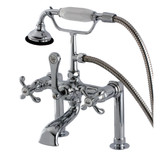 Kingston Brass Aqua Vintage AE104T1TX French Country Deck Mount Clawfoot Tub Faucet with Hand Shower, Polished Chrome