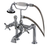 Kingston Brass Aqua Vintage AE104T1BEX Essex Deck Mount Clawfoot Tub Faucet with Hand Shower, Polished Chrome