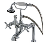 Kingston Brass Aqua Vintage AE104T1ZX Millennium Deck Mount Clawfoot Tub Faucet with Hand Shower, Polished Chrome