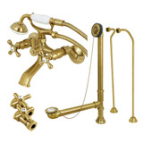 Kingston Brass CCK265SBD Vintage Wall Mount Clawfoot Tub Faucet Package with Hand Shower, Brushed Brass