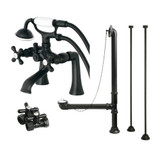 Kingston Brass  CCK268MB Vintage Deck Mount Clawfoot Tub Faucet Package with Hand Shower, Matte Black