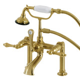 Kingston Brass AE103T7 Auqa Vintage Deck Mount Clawfoot Tub Faucet with Hand Shower, Brushed Brass