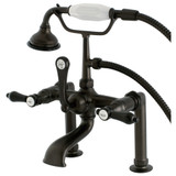 Kingston Brass Aqua Vintage AE103T5BAL Heirloom Deck Mount Clawfoot Tub Faucet with Hand Shower, Oil Rubbed Bronze