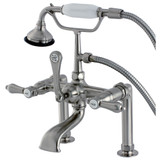 Kingston Brass Aqua Vintage AE103T8BAL Heirloom Deck Mount Clawfoot Tub Faucet with Hand Shower, Brushed Nickel