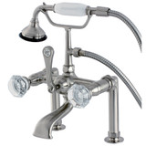 Kingston Brass Aqua Vintage AE103T8WCL Celebrity Deck Mount Clawfoot Tub Faucet with Hand Shower, Brushed Nickel