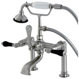 Kingston Brass Aqua Vintage AE103T8PKL Duchess Deck Mount Clawfoot Tub Faucet with Hand Shower, Brushed Nickel