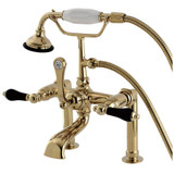 Kingston Brass Aqua Vintage AE103T2PKL Duchess Deck Mount Clawfoot Tub Faucet with Hand Shower, Polished Brass