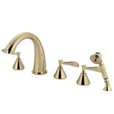 Kingston Brass KS23625CFL Century Roman Tub Faucet with Hand Shower, Polished Brass