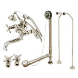 Kingston Brass CCK225PND Vintage Wall Mount Clawfoot Tub Faucet Package with Supply Line, Polished Nickel