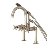 Kingston Brass Aqua Vintage AE8108DX Concord 7-Inch Deck Mount Clawfoot Tub Faucet with Hand Shower, Brushed Nickel