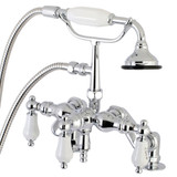 Kingston Brass AE624T1 Auqa Vintage 3-3/8 Inch Adjustable Deck Mount Tub Faucet with Hand Shower, Polished Chrome