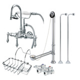 Kingston Brass CCK8T1SS-SB Wall Mount Clawfoot Tub Faucet Package with Supply Line, Polished Chrome