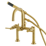 Kingston Brass Aqua Vintage AE8407DL Concord Deck Mount Clawfoot Tub Faucet with Hand Shower, Brushed Brass