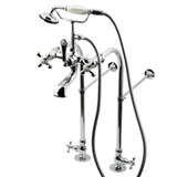 Kingston Brass CC58T451MX Vintage Freestanding Two Handle Clawfoot Tub Faucet with Hand Shower and Supply Line, Polished Chrome