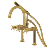 Kingston Brass Aqua Vintage AE8107DX Concord 7-Inch Deck Mount Clawfoot Tub Faucet with Hand Shower, Brushed Brass