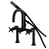 Kingston Brass Aqua Vintage AE8400DX Concord Deck Mount Clawfoot Tub Faucet with Hand Shower, Matte Black