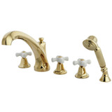 Kingston Brass KS43225PX Roman Tub Faucet with Hand Shower, Polished Brass