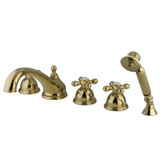 Kingston Brass KS33525AX Roman Tub Faucet with Hand Shower, Polished Brass