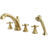 Kingston Brass KS43225BX Metropolitan Roman Tub Faucet with Hand Shower, Polished Brass