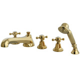 Kingston Brass KS43025BX Roman Tub Faucet with Hand Shower, Polished Brass