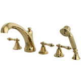 Kingston Brass KS43225AL Metropolitan Roman Tub Faucet with Hand Shower, Polished Brass