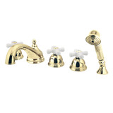 Kingston Brass KS33525PX Roman Tub Faucet with Hand Shower, Polished Brass