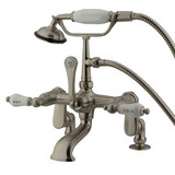 Kingston Brass Deck Mount Clawfoot Tub Filler Faucet with Hand Shower - Brushed Nickel CC653T8