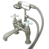 Kingston Brass CC611T8 Vintage 7-Inch Deck Mount Tub Faucet with Hand Shower, Brushed Nickel