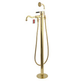 Kingston Brass KS7132DKL Kaiser Freestanding Tub Faucet with Hand Shower, Polished Brass