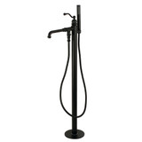 Kingston Brass KS7030ABL English Country Freestanding Tub Faucet with Hand Shower, Matte Black