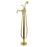 Kingston Brass  KS7132ABL English Country Freestanding Tub Faucet with Hand Shower, Polished Brass