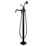 Kingston Brass KS7135ABL English Country Freestanding Tub Faucet with Hand Shower, Oil Rubbed Bronze