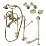 Kingston Brass CCK5108AX Vintage Freestanding Two Handle Clawfoot Tub Faucet Package with Supply Line, Brushed Nickel