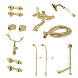 Kingston Brass CCK5172AL Vintage Freestanding Two Handle Clawfoot Tub Faucet Package With Supply Line, Polished Brass