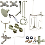 Kingston Brass CCK1148AX Vintage Clawfoot Tub Faucet Package with Shower Enclosure, Brushed Nickel