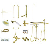 Kingston Brass CCK1182PX Vintage Clawfoot Tub Faucet Package with Shower Enclosure, Polished Brass