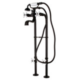 Kingston Brass CCK226PXK5 Kingston Freestanding Clawfoot Two Handle Tub Faucet Package with Supply Line, Stop Valve and Handle, Oil Rubbed Bronze