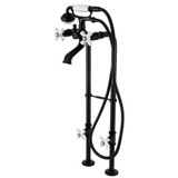 Kingston Brass CCK266PXK0 Kingston Freestanding Two Handle Clawfoot Tub Faucet Package with Supply Line, Stop Valve and Handle, Matte Black