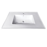 Kingston Brass Fauceture LBT252271 Continental 25-Inch Ceramic Vanity Top, 1-Hole, White