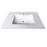 Kingston Brass Fauceture Continental 25-Inch Ceramic Vanity Top, 4-Inch, 3-Hole, White - LBT25227W34