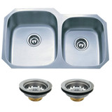 Kingston Brass KGKUD3221 Undermount Stainless Steel Double Bowl Kitchen Sink Combo With Strainers, Brushed