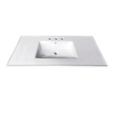 Kingston Brass Fauceture LBT37227W34 Continental 37-Inch Ceramic Vanity Top, 4-Inch, 3-Hole, White