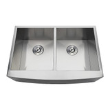 Kingston Brass Gourmetier GKUDF30209 Undermount Stainless Steel Double Farmhouse Kitchen Sink, Brushed - 30 inch