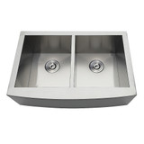 Kingston Brass Gourmetier GKTDF30209 Drop-In Stainless Steel Double Bowl Farmhouse Kitchen Sink, Brushed - 30 inch