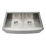Kingston Brass Gourmetier GKTDF33209 Drop-In Stainless Steel Double Bowl Farmhouse Kitchen Sink, Brushed - 33 inch