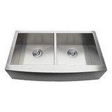 Kingston Brass Gourmetier GKTDF36209 Drop-In Stainless Steel Double Bowl Farmhouse Kitchen Sink, Brushed - 36 inch