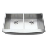 Kingston Brass Gourmetier GKUDF36209 Undermount Stainless Steel Double Farmhouse Kitchen Sink, Brushed