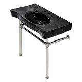 Kingston Brass VPB136K6ST Imperial Console Sink Basin with Stainless Steel Legs, Black/Polished Nickel - 36 inch